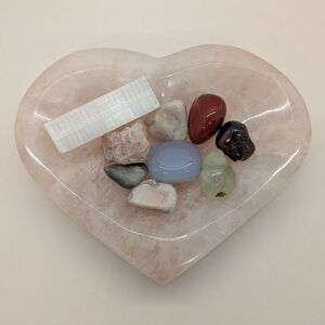 Rose Quartz Heart dish with tumbles